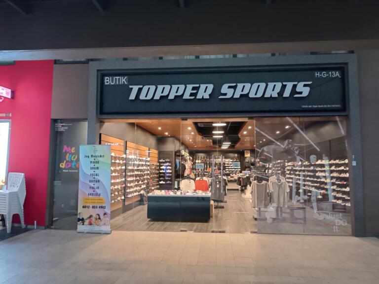 Topper Sports store storefront displaying shoes and athletic apparel.